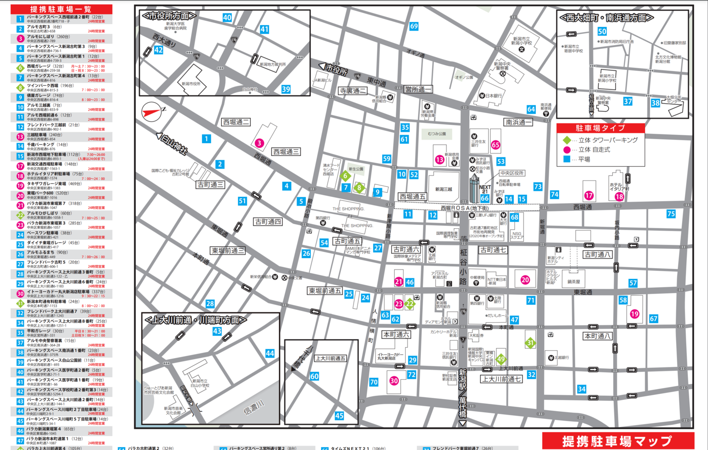 古町・本町提携駐車場MAP